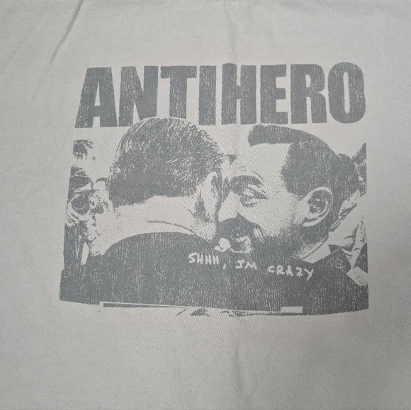 Antihero SS Tee Unisex "Shh, I'm Crazy" Cream Graphic Streetwear Skater - Picture 2 of 7